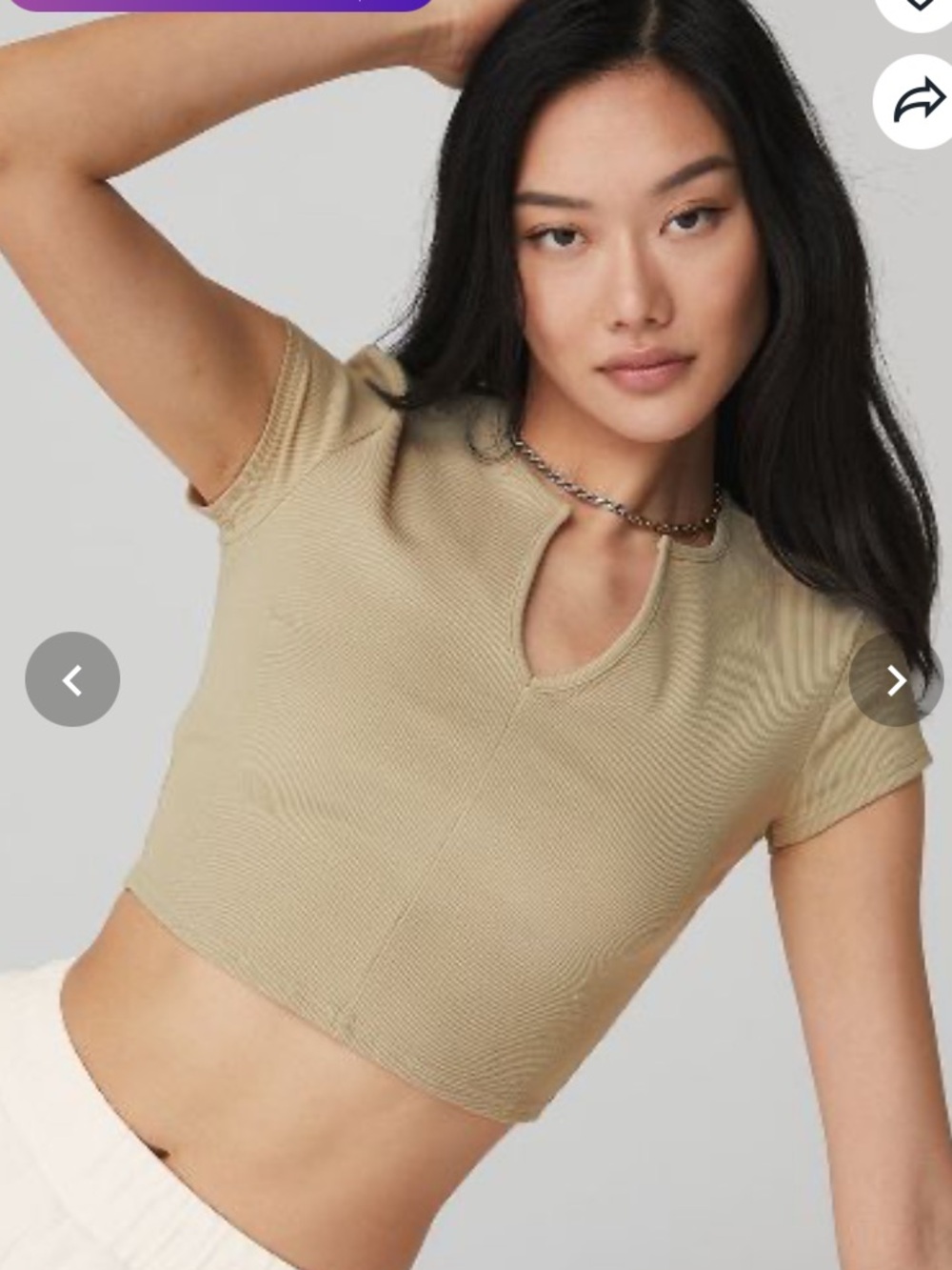 Alo Yoga Ribbed Cropped Savvy Short Sleeve